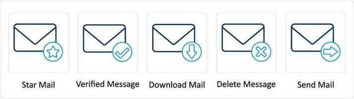 une ensemble de 5 supplémentaire Icônes comme étoile poster, envoyer poster, Erreur courrier vecteur