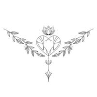 monochrome floral cœur logo conception vecteur