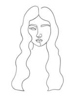 un ligne dessin affronter. abstrait femme portrait. coiffure. moderne minimalisme art. - vecteur illustration