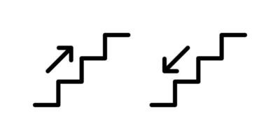 escaliers vers le haut et les escaliers vers le bas signent des icônes dans la conception de style de ligne isolée sur fond blanc. trait modifiable. vecteur