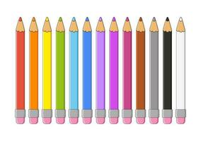 crayons de couleur. élément de conception. illustration vectorielle isolée sur fond blanc. modèle pour livres, autocollants, affiches, cartes, vêtements. vecteur