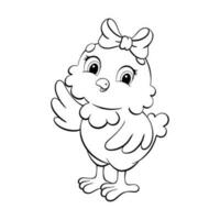 mignonne poulet. coloration page pour enfants. mignonne poulet. numérique timbre. dessin animé style personnage. vecteur illustration isolé sur blanc Contexte.