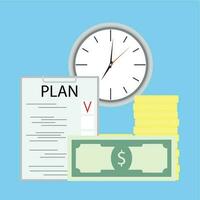 Planification argent et temps. plan le revenu richesse, vecteur illustration