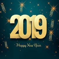 Bonne année 2019 avec fond coloré de confettis vecteur