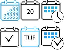 calendrier icône ensemble, collection de calendrier symboles contenir jour de paie, temps gestion, réunion les délais et plus, vecteur illustration