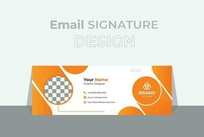 personnel et Créatif email Signature modèle. moderne email Signature vecteur modèles conception. email Signature disposition avec Orange couleur. affaires professionnel email signature.