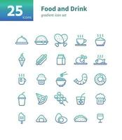 jeu d'icônes de dégradé de nourriture et de boisson. vecteur et illustration.