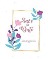 fleurs mariage, réservez la date, fleurs de décoration florale vecteur