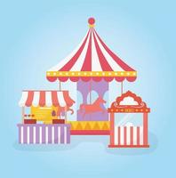 billetterie de carrousel de carnaval de fête foraine et divertissement de récréation de nourriture vecteur