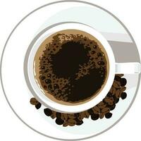 une tasse de chaud café avec certains rôti café des haricots vecteur