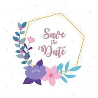 mariage de fleurs, réservez la date, décoration de cadre nature fleurs vecteur