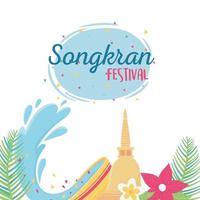 bol du festival de songkran avec célébration des fleurs d'eau vecteur