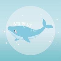 sauver la conception de dessin animé écologie environnement baleine de mer vecteur