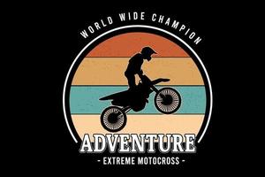 champion du monde aventure motocross extrême couleur orange jaune et vert vecteur