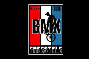 rider vélo motocross freestyle couleur rouge blanc et bleu vecteur