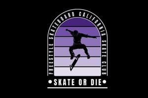 skateboard freestyle californie couleur dégradé violet vecteur