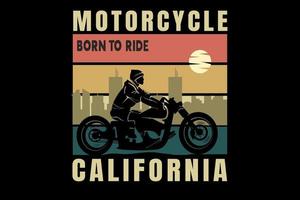 moto born to ride california couleur orange jaune et vert vecteur