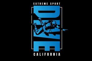 plongée sport extrême californie couleur dégradé bleu vecteur