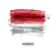 drapeau réaliste de la peinture à l'aquarelle de monaco. vecteur