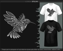 monochrome bourdonnement oiseau mandala les arts isolé sur noir et blanc t chemise. vecteur