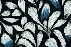 attacher colorant Shibori tye mourir abstrait peindre brosse batik encre spirale tourbillon en tissu rétro botanique cercle conception géométrique répéter dessin tuile vecteur vert marron foncé bleu couleurs , feuilles blanc