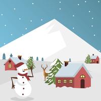Illustration vectorielle de village d'hiver plat