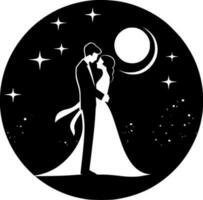 mariage - noir et blanc isolé icône - vecteur illustration