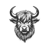 yak, ancien logo ligne art concept noir et blanc couleur, main tiré illustration vecteur