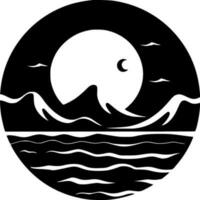 océan - noir et blanc isolé icône - vecteur illustration