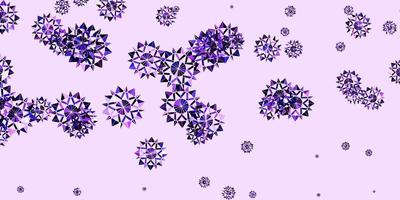 texture vecteur violet clair avec des flocons de neige lumineux