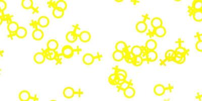 texture vecteur jaune clair avec symboles des droits des femmes