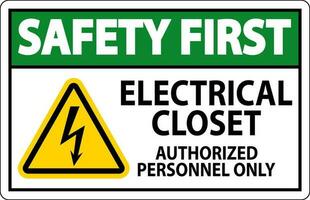 sécurité premier signe électrique placard - autorisé personnel seulement vecteur