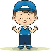 mignonne kawaii dessin animé garçon portant chapeau et tablier dans chibi mascotte vecteur style