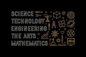 science, technologie, ingénierie, le arts, mathématiques - vapeur concept horizontal ligne illustration ou bannière vecteur