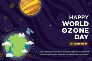 main tiré vecteur monde ozone journée avec galaxie espace thèmes
