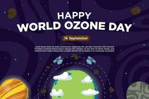 main tiré vecteur monde ozone journée avec abstrait galaxie thèmes