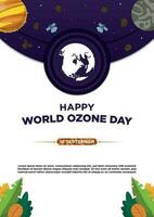 affiche modèle Facile concept vecteur monde ozone journée avec plante illustration