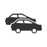 vecteur illustration de voiture traversée icône dans foncé Couleur et blanc Contexte