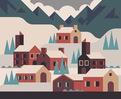 Illustration de village d'hiver vecteur