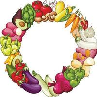 Frais des légumes illustration, des légumes mélanger, des légumes cadre, végétalien nourriture biologique légumes arrangement. nourriture Cadre vecteur