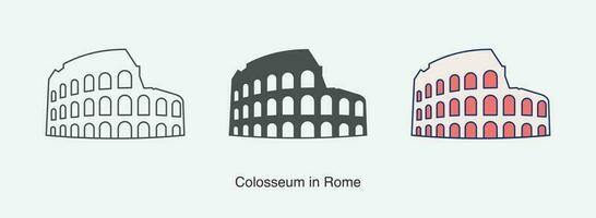 colisée dans Rome icône dans différent style vecteur illustration.