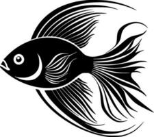 poisson - noir et blanc isolé icône - vecteur illustration