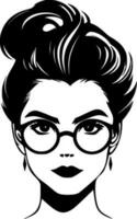 désordonné chignon, noir et blanc vecteur illustration