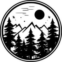 forêt - noir et blanc isolé icône - vecteur illustration