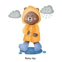 peu ours pluvieux journée dessin animé dessin vecteur
