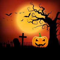 Fond d'Halloween avec citrouille et arbre fantasmagorique vecteur