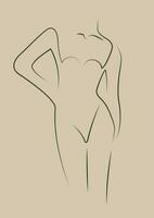 minimaliste femme ligne art silhouette, esthétique ouvrages d'art. vecteur