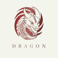 dragon vecteur logo conception. rond fantaisie créature vecteur icône symbole.