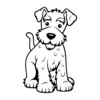 airedale terrier, main tiré dessin animé personnage, chien icône. vecteur