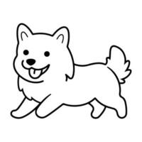 américain esquimau chien, main tiré dessin animé personnage, chien icône. vecteur